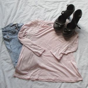BONGO Light Pink Shirt with Lace Detail